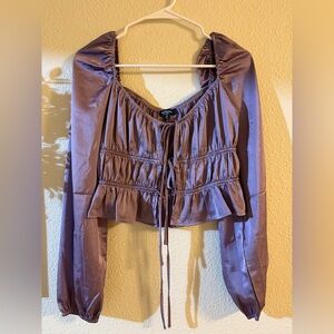 Elegant Purple Blouse with Ruffle Details